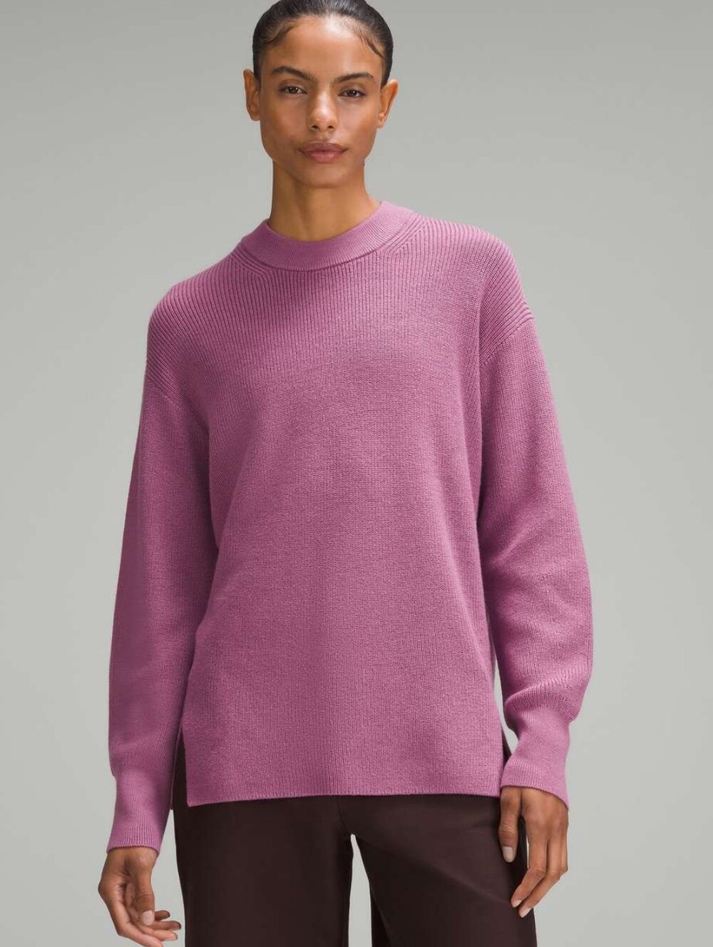 Lululemon Merino Wool Ribbed Crewneck Sweater Velvet Dust/Mauve Size 4 Autumn